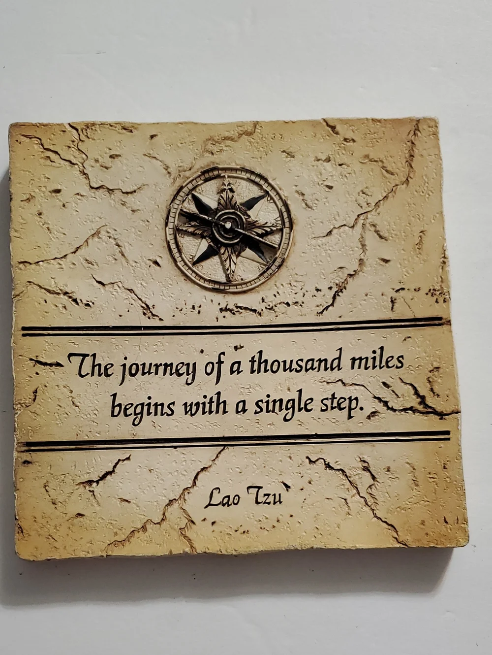 Inspirational Wall Plaque - Beige Compass Quote